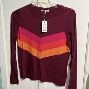 Marine Layer Shirt Womens Extra Small Chevron Stripe Holiday 2021